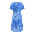thumbnail image 4 of XUNKUSGA Women's Summer Dresses Beach Boho Sundresses for Women Casual Short Sleeve Crewneck Loose Tshirt Dress with Pockets Lightweight Soft Swing Dress Vacation Travel S-2XL Blue, 4 of 7