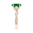 thumbnail image 3 of ANGARA Lab Grown 2.25 Ct Three Stone Oval Emerald & Diamond Engagement Ring for Women in 14K Rose Gold (Size-10x8mm) | May Birthstone, Anniversary, Jewelry Gift for Women | Lab-Grown Emerald Ring, 3 of 9
