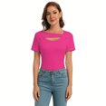 thumbnail image 6 of Women's Trendy Sexy Tee One Piece Cutout Tops Slim Fit Going Out Shirts Hot Pink, 6 of 7