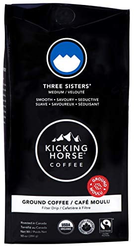 Kicking Horse Coffee, Three Sisters, Medium Roast, Ground, 10 Oz - Certified Organic, Fairtrade, Kosher Coffee