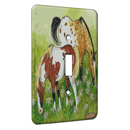 Horse Switch Plate Covers KuzmarK™ Single Gang Toggle Switch Wall Plate - Appaloosa and Pinto Horse Art by Denise Every ()