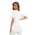thumbnail image 2 of Uvplove Womens Blouse V Neck Knot Front Short Sleeve Basic Casual T Shirt White-2XL, 2 of 8