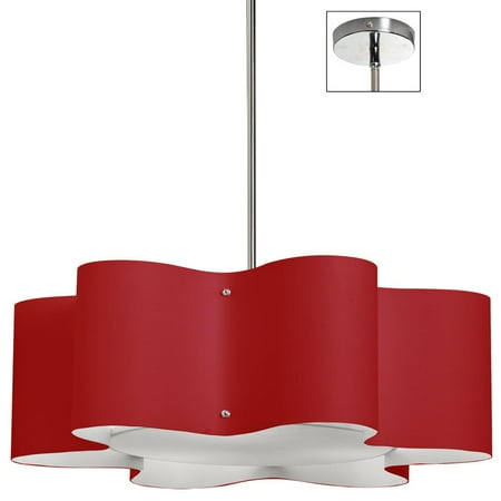 Dainolite 3 Light Wave Drum Pendant w/Red Shade