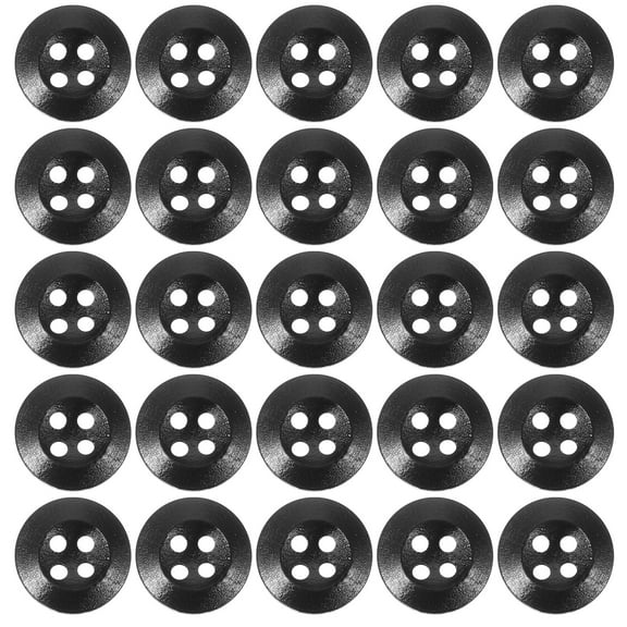 Wooden Buttons 1/2 Inch (13mm), 50 Pcs 4 Holes Handmade Ornament Sewing Button, Black