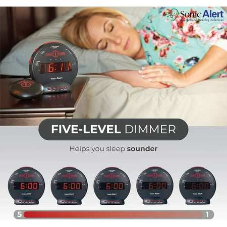Loud Alarm Clock with Bed Shaker, Black - Vibrating Wake for Heavy Sleepers