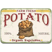 Farm Fresh Potato 100% Nature Organic Vegetables Iron Poster Painting Tin Sign Vintage Wall Decor for Cafe Bar Pub Home Beer Decoration Crafts