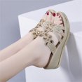 thumbnail image 6 of VerPetridure Women's Boho Slippers Crystal Floral Wedges Thick Peep Toe Sandals Slippers Elegant Sandals, 6 of 9