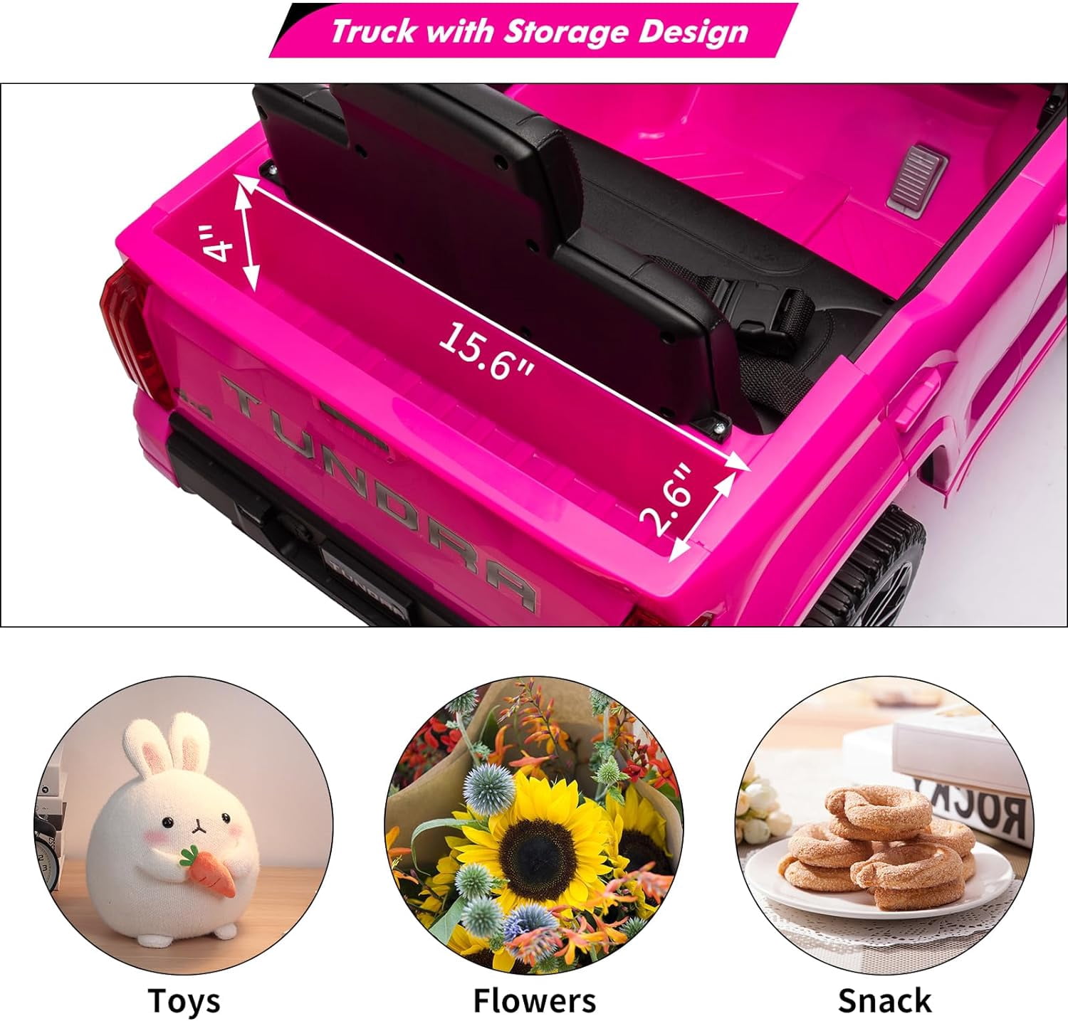 NEILA Toyota Licensed 12V Kids Ride on Truck Car Battery Powered Electric Fun Toys with Remote Control, Spring Suspension, 3 Speeds, LED Lights, Ride on Toy for 3-8 Years Boys & Girls (Rose)