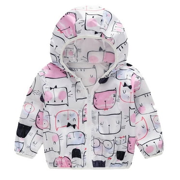 Emitonse Girls' Outerwear Jackets & Coats Baby Boys Zip Up Hoodie Toddler Fleece Jacket Baby Boys Girls Hooded Zipper Long Sleeve Warm Spring Autumn Outerwear Coat Size for 2 Years,White
