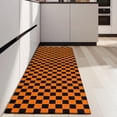 thumbnail image 4 of Orange and Black Checkered Pattern Kitchen Rug Mat,Kitchen Runner Rugs Non Skid Washable,Decorative Kitchen Floor Mats for Kitchen,Sink,Laundry,17"X47", 4 of 5