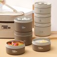 thumbnail image 2 of Food Warm Lunch Container,Stainless Steel Thermal Lunch Container Portable Thermal Bento Box Food Container Easy To Use Brown B, 2 of 5