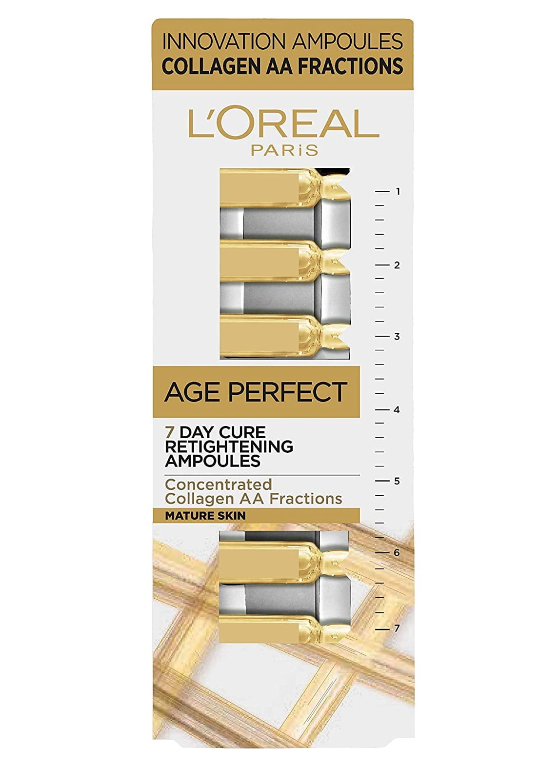 L'Oreal Age Perfect Pro Collagen Peptides, 7 Day Treatment, Retightening Ampoules, 7 x 1 ml
