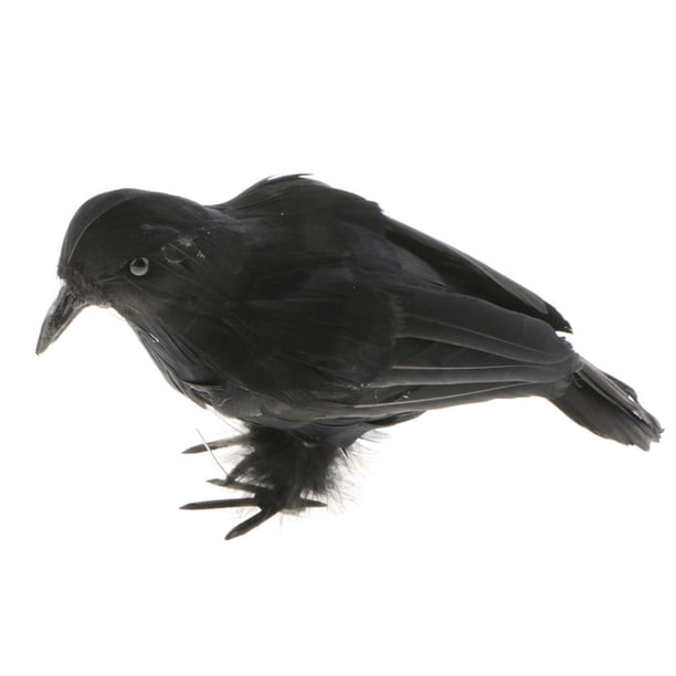 Adornos de pájaro con plumas falsas de tamaño real para decoración de fiesta de Halloween 1 negro
