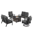 thumbnail image 2 of Black Aluminum Fire Table Set with Two Deep Seating Loveseat with Cushions and Two Club Chairs, 2 of 11