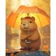 thumbnail image 1 of Kit de pintura por números sobre lienzo, arte al óleo artesanal, imagen de capibara, decoración del hogar, 40x50cm, 1 of 9
