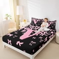 thumbnail image 4 of jejeloiu Initial Letter V Full Size Sheets,Kawaii Bow Bowknot Bed Sheets,Light Pink Black Sheet Sets For Girls,Breathable Bedroom Decoration,4pcs, 4 of 7
