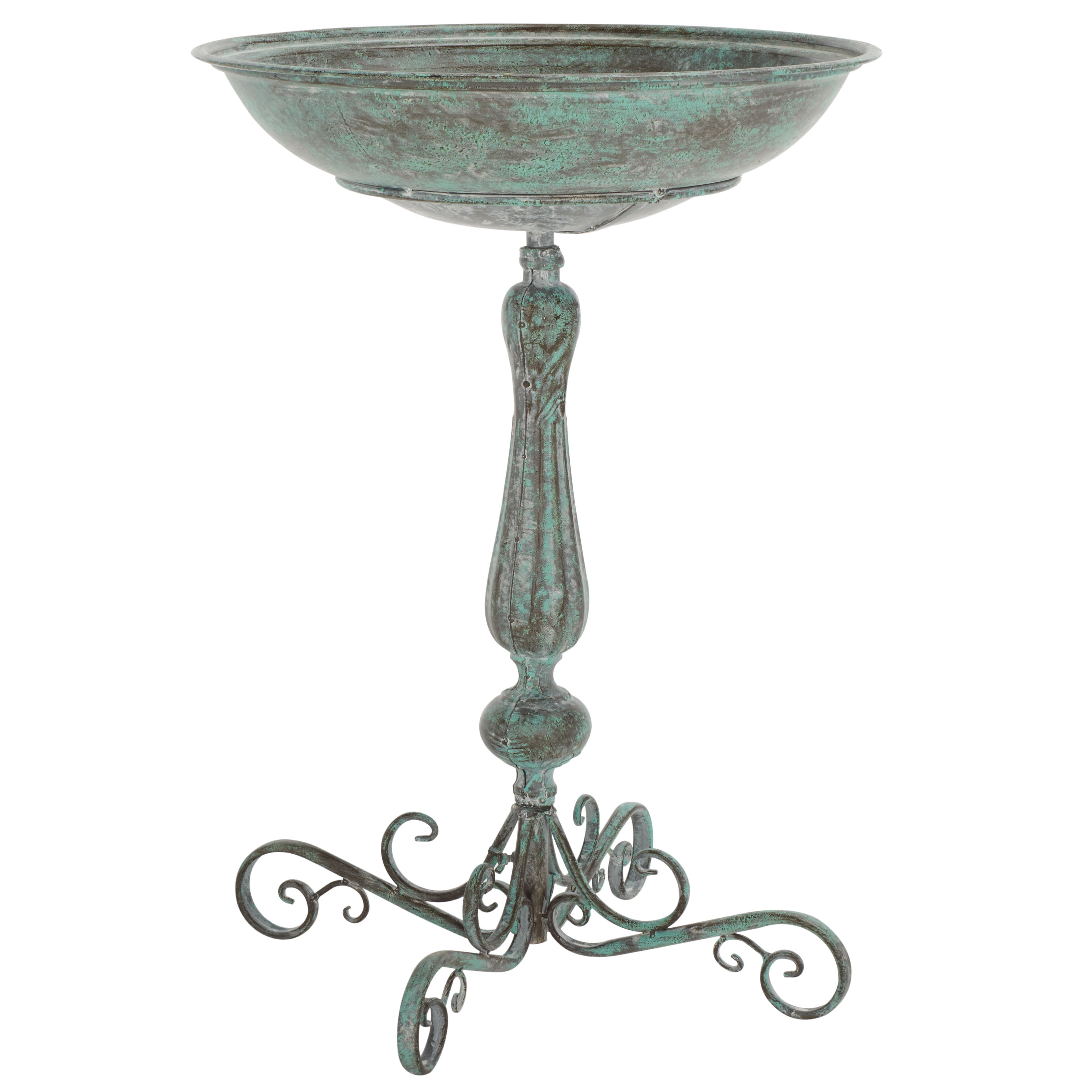 SAFAVIEH Orian Solid Rustic Outdoor Patio Bird Bath, Antique Green