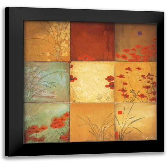 Li-Leger, Don 12x12 Black Modern Framed Museum Art Print Titled - Poppy Nine Patch