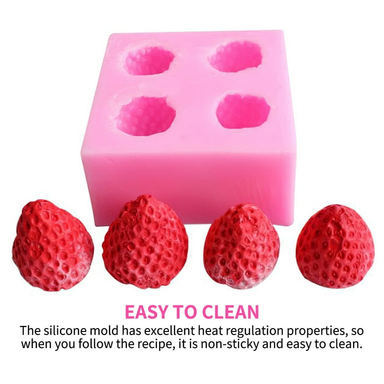 4 Cavity Strawberry Silicone Mold DIY Crafts Mousse Ice Cream