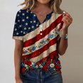 thumbnail image 2 of MEICHEN Women's Tops Summer Printed Patriotic Top Short Sleeves Blouse Tops 250th Anniversary Short Sleeve T Shirt V Neck Graphic Tee, 2 of 6