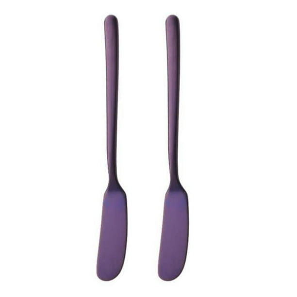2 piezas de acero inoxidable cortador de mantequilla de queso para limpiar mermelada decorar mantequilla esparcidores de crema herramientas para hornear utensilios de cocina (púrpura oscuro)