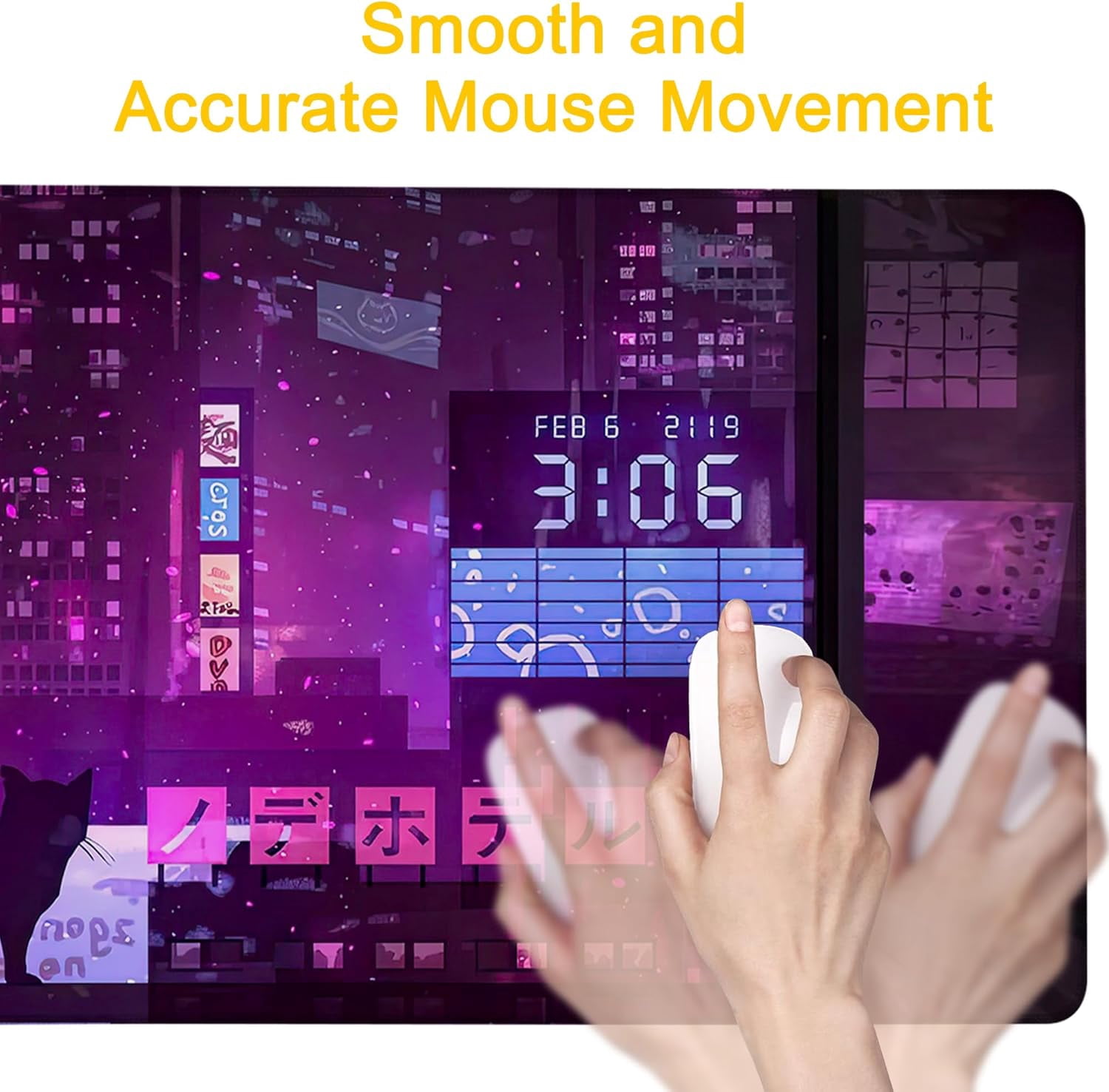 Desk Pad Anime Street Desk Mat for Keyboard and Mouse, Large XXL Gaming Mouse Pad with Stitched Edges for Work Game Office, 35.43 x 15.75 in