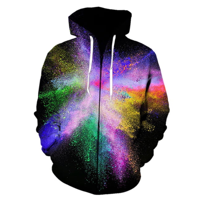 Sudadera con capucha 3D con cremallera y humo colorido para hombre y mujer, abrigo de otoño e invierno, ropa para hombre, chaqueta divertida con capucha, novedad de 2024