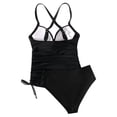 thumbnail image 4 of SWSMCLT Women's Beach Tankini Bathing Suit Padded Slimming Fall Casual Soft Trendy Two Piece V Neck 2 Piece Sexy Ruched Black 14, 4 of 4