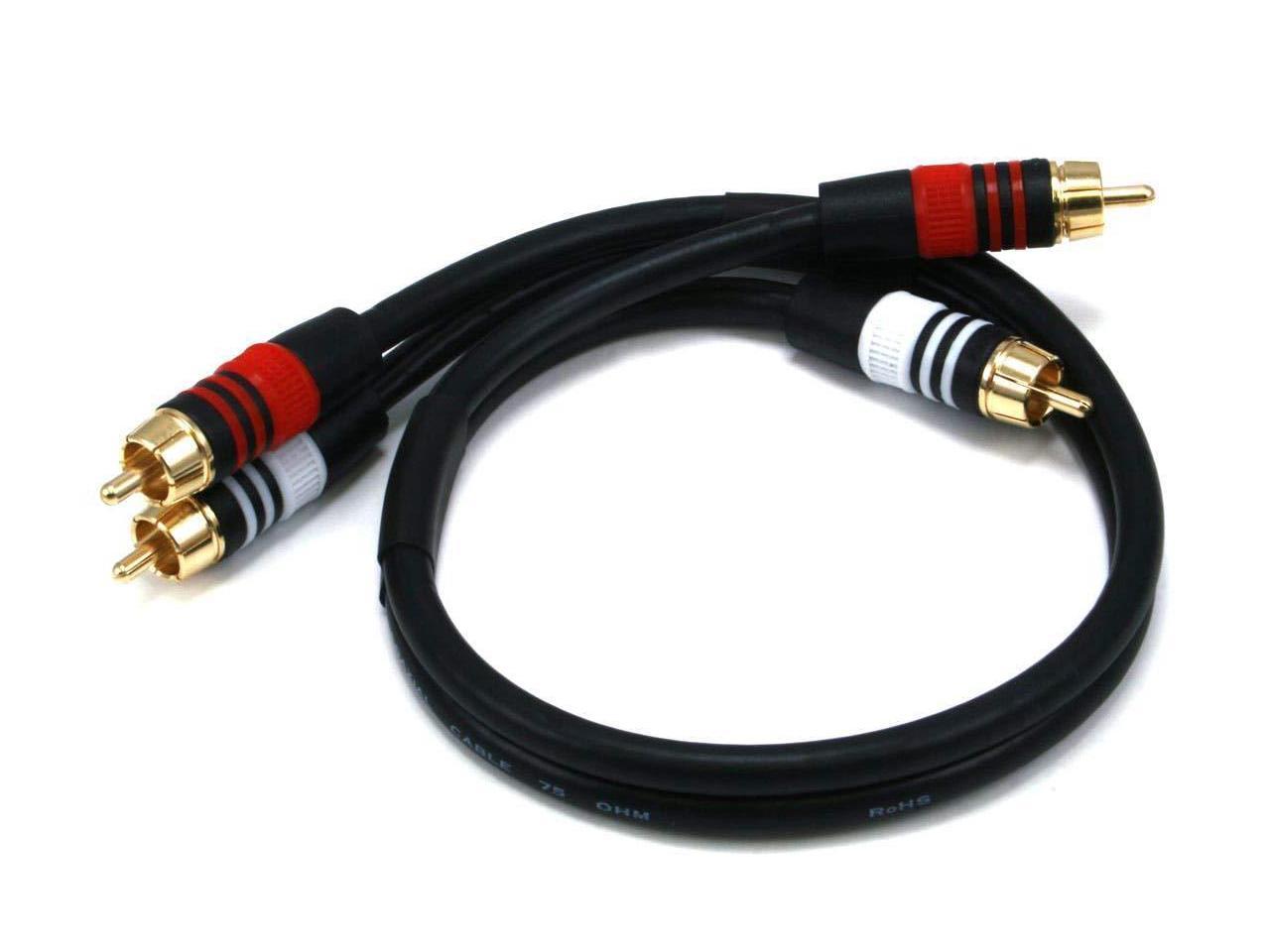 Monoprice 1.5ft Premium 2 RCA Plug/2 RCA Plug M/M 22AWG Cable - Black - image 2 of 9