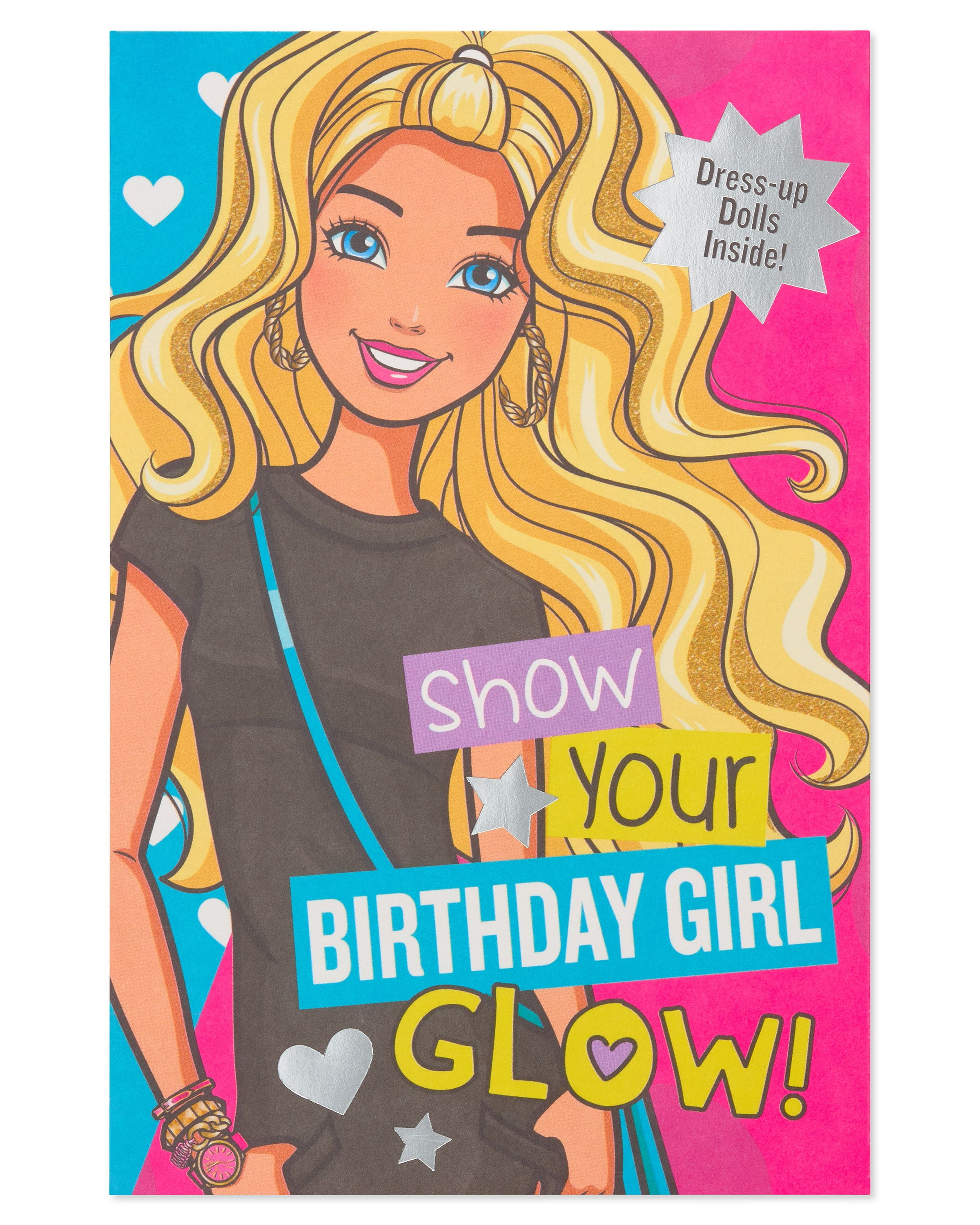 american greetings barbie birthday card for girl with stickers