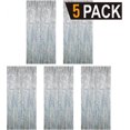 thumbnail image 2 of Cortinas con flecos de oropel metálico de 91 cm x 30 cm para fondo de fotos de fiestas y decoración de bodas (plateadas, 5 unidades), 2 of 5
