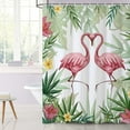 thumbnail image 2 of Valentine''s Day Shower Curtain, Romantic Loving Flamingo Shower Curtain Set for Bathroom Waterproof Green and Pink Shower Curtain with Hooks, 72x84 Inch, 2 of 6