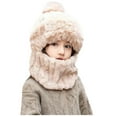 thumbnail image 2 of Xdegoge Kids Winter Hat for Boys Girls 3 in 1 Beanie Hat with Scarf and Mask Fuzzy Plush Cold Weather Thermal Windproof Balaclava Pompom Outdoor Sport Ski Mask Caps, 2 of 4
