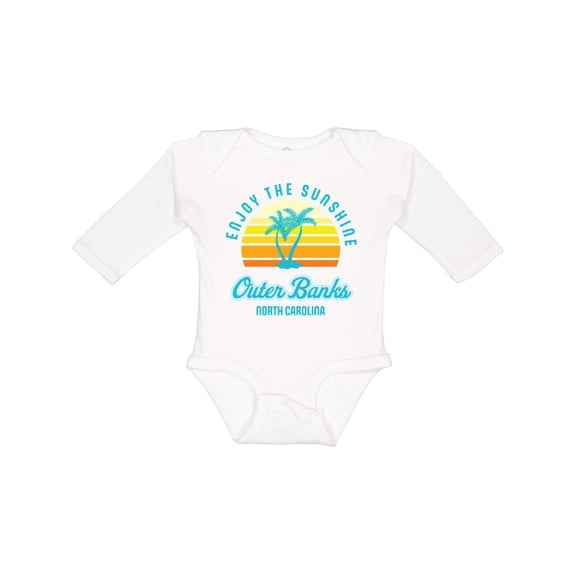 Inktastic Summer Enjoy the Sunshine Outer Banks North Carolina in Blue Boys or Girls Long Sleeve Baby Bodysuit