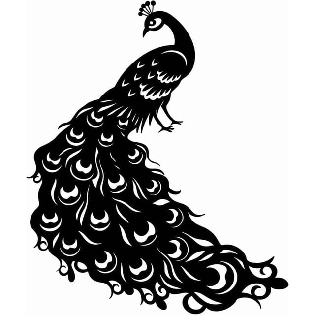 Pegatinas de pared de pavo real, silueta de pavo real negro, calcomanía de pared, pegatinas de animales negros, calcomanía de vinilo para arte de pared DIY