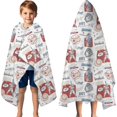 thumbnail image 3 of Vintage Baseball Elements Pattern Hooded Bath Towel，60"x35" for Ages 3 To 12 Kids, Quick Dry Lightweight Soft Microfiber Hood Beach Towel Cover Up for Kids, 3 of 7