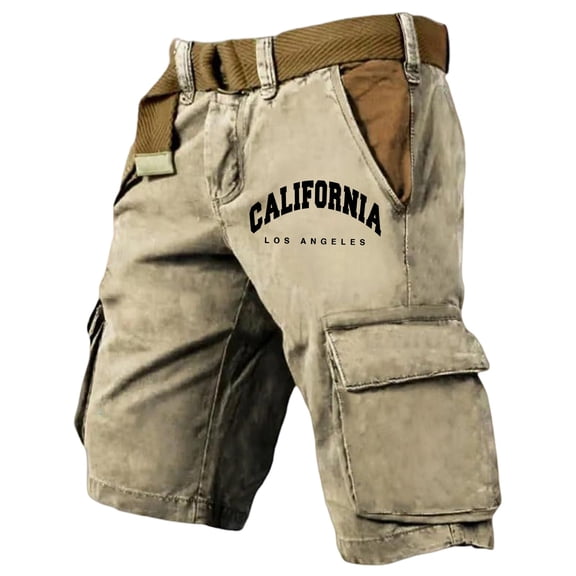 Conairie Men's Cargo Shorts Casual Stretch Relaxed Fit Twill Work Out Shorts Lightweight Washed Military Shorts No Belt Beige L