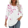 thumbnail image 5 of Ounisa 3/4 Length Sleeve Womens Tops,Basic Elbow Sleeve Workout Top No Positioning Printed Shirt Crew Neck 3 Quarter Sleeve Tees, 5 of 7