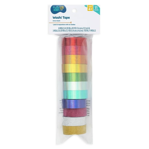Hello Hobby Shimmer Washi Tape, 11 Rolls