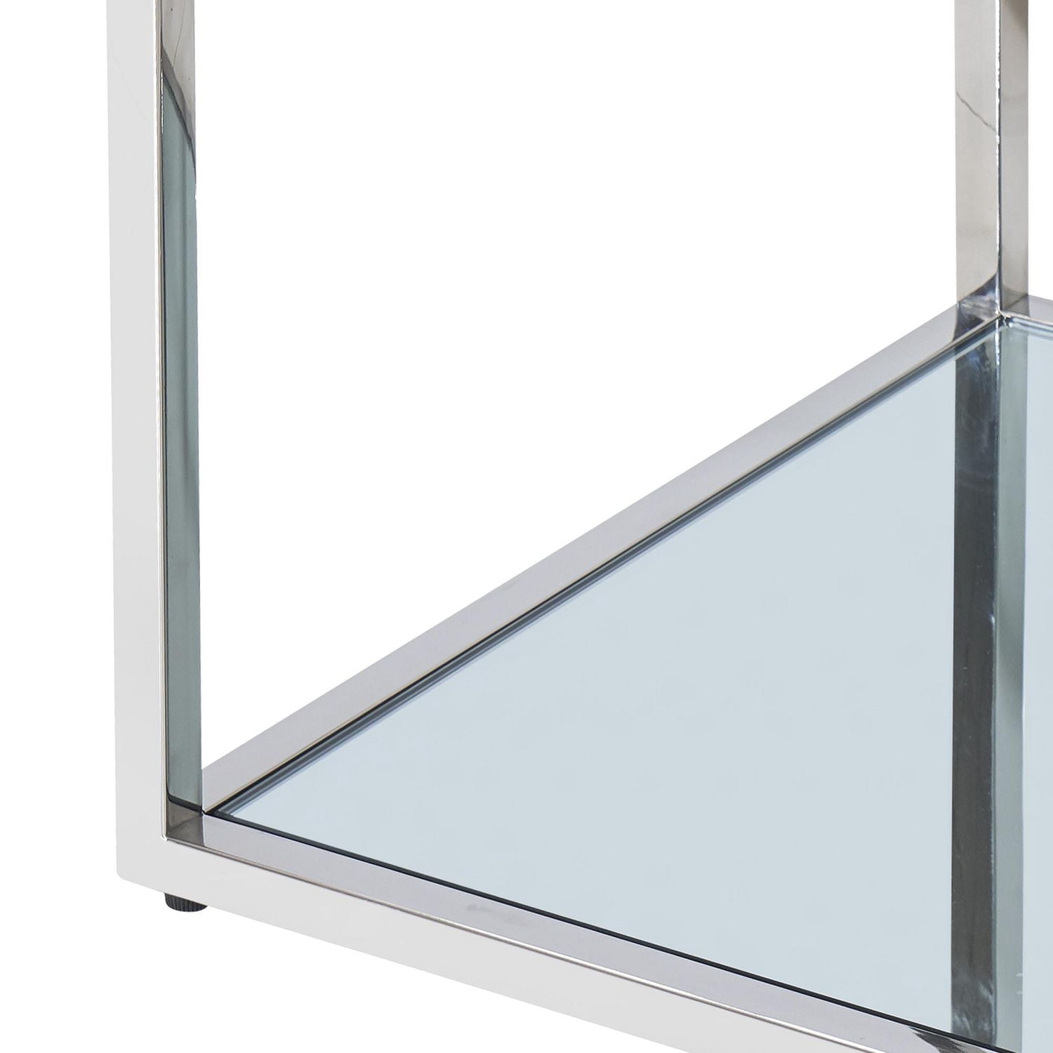 Table d'Appoint Grande Carrée Contemporaine en Métal et Verre - Argent