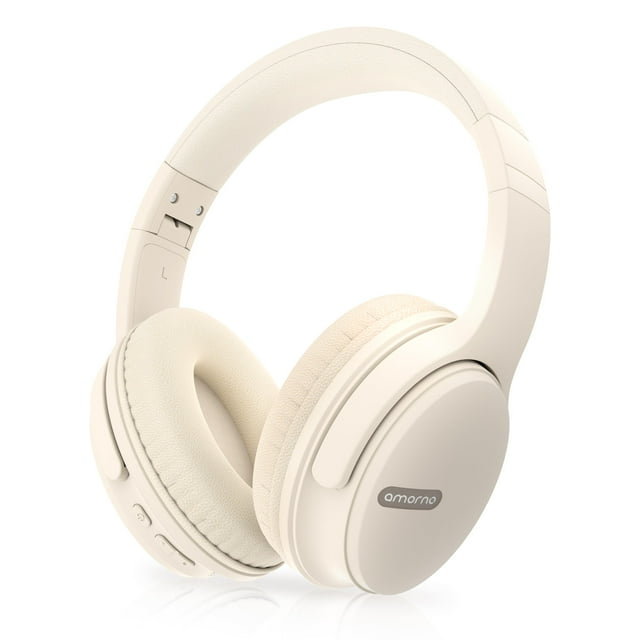 Auriculares Bluetooth AMORNO Over Ear de 68 horas de reproducción, color blanco