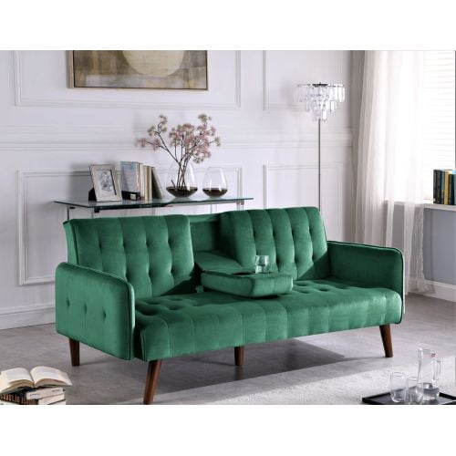 Sofá cama para dormir de 72 pulgadas - respaldo plegable convertible a cama completa con soporte de taza y mesa desplegable - sofá de ropa de ahorro de espacio para espacios pequeños