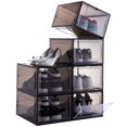 thumbnail image 1 of Shoe Box Attelite, juego de 6 unidades, apilables, de plástico transparente, negro, 1 of 6