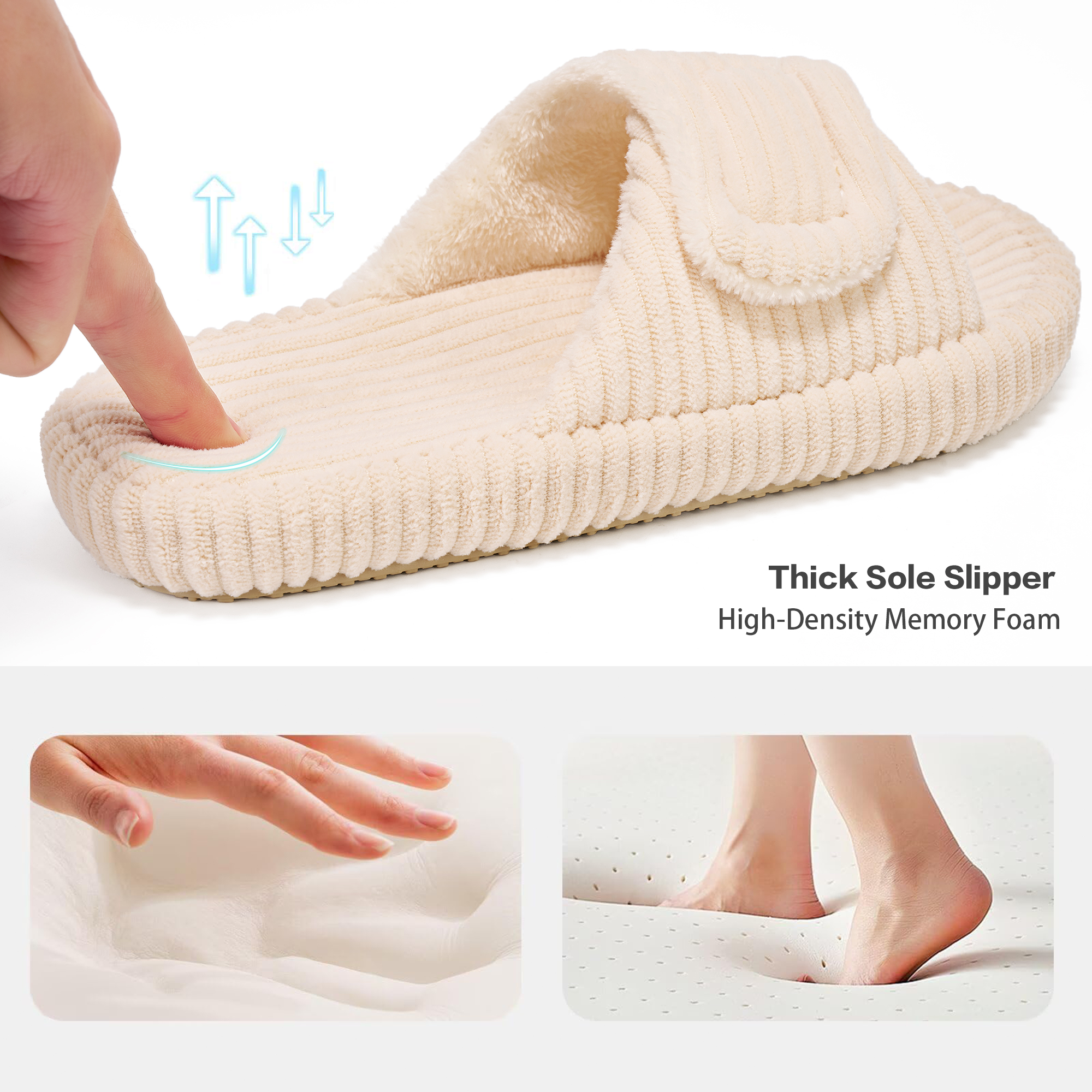 Ecetana Women's Open-Toe Memory Foam House Slippers photo 6