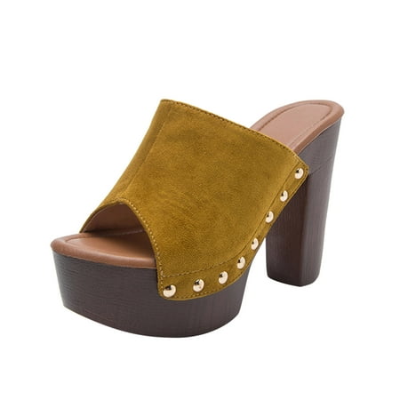 

SEMIMAY Fashion Spring And Summer Women Sandals Thick Soled Heel Super High Heel Fish Mouth Solid Color Simple Style