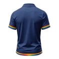 thumbnail image 5 of Men's Rainbow Peace Sign Polo Shirt with Colorful Star Splatter Graphic and Striped Cuffs Featuring Classic Collar Short Sleeves Navy XL, 5 of 5