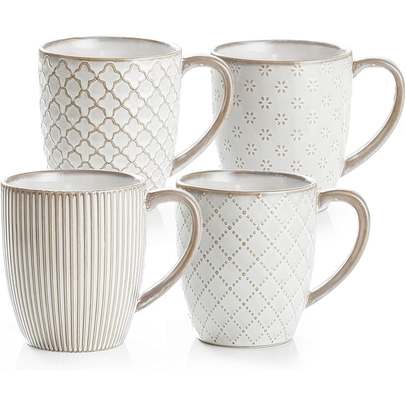 Large Coffee Mugs 18 OZ Set of 4 with Big Handles, Ceramic Coffee Mug Microwave and Dishwasher Safe, Coffee Cups Ceramic