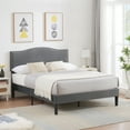 thumbnail image 2 of VECELO Queen Bed Frame, Nailhead Trim Upholstered Platform Bed with Adjustable Headboard, Wooden Slats Support/No Box Spring Needed, Dark Gray, 2 of 9