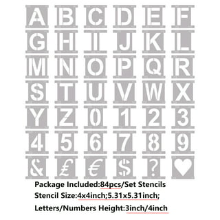 Ametoys 36pcs 3 inch Letter and Number Stencils Reusable Washable Alphabet Stencils Environment-friendly Pet Art Craft Templates for Painting on Wood