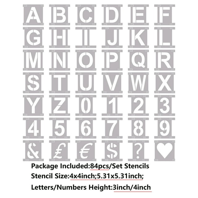 Briartw 3 inch and 4 inch Height Letter Stencils Symbol Numbers Craft ...